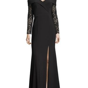 Xscape Black Lace off the Shoulder Dress